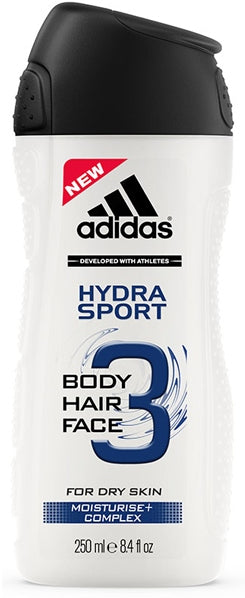 Adidas 3 in 1 Shower Gel Shampoo, Hydra Sport, 250 ml