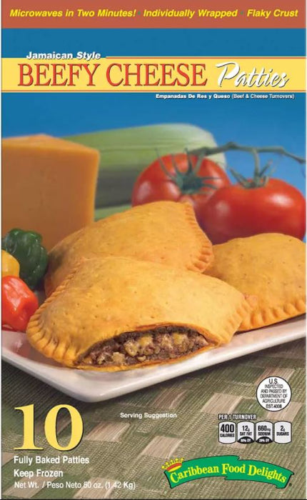 Caribbean Food Delights Jamaican Style Beefy Cheese Patties , 10 ct