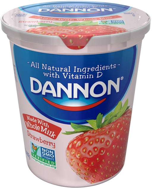 Dannon Blended Whole Milk Yogurt Strawberry, 32 oz