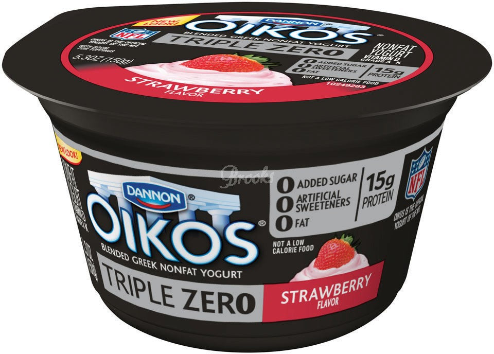 Dannon Oikos Triple Zero Strawberry Blended Greek Non-Fat Yogurt, 5.3 oz