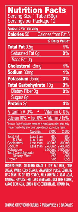 Dannon Danimals Lowfat Yogurt Tubes, Strawberry Explotion, 12 ct