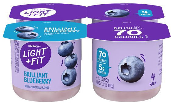 Danon Light & Fit Brilliant Blueberry Non-Fat Yogurt, 4 x 5.3 oz