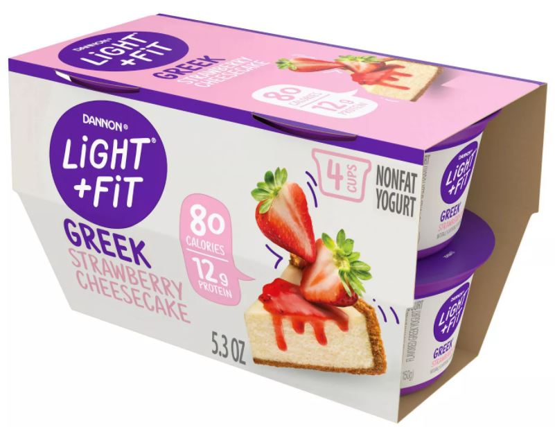 Danon Light & Fit Cheerful Strawberry Cheesecake Non-Fat Yogurt , 4 x 5.3 oz