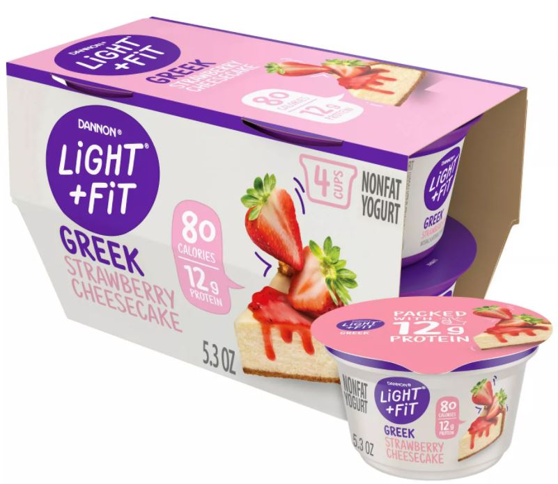 Danon Light & Fit Cheerful Strawberry Cheesecake Non-Fat Yogurt , 4 x 5.3 oz