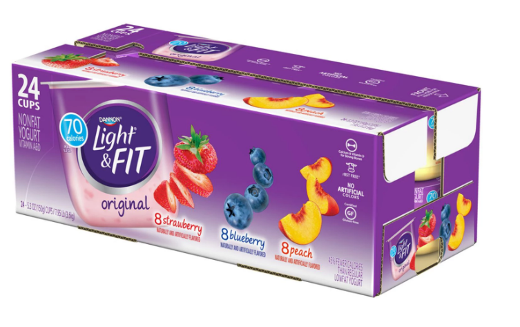 Dannon Light & Fit Yogurt, Variety Pack, Non-Fat , 24 x 5.3 oz