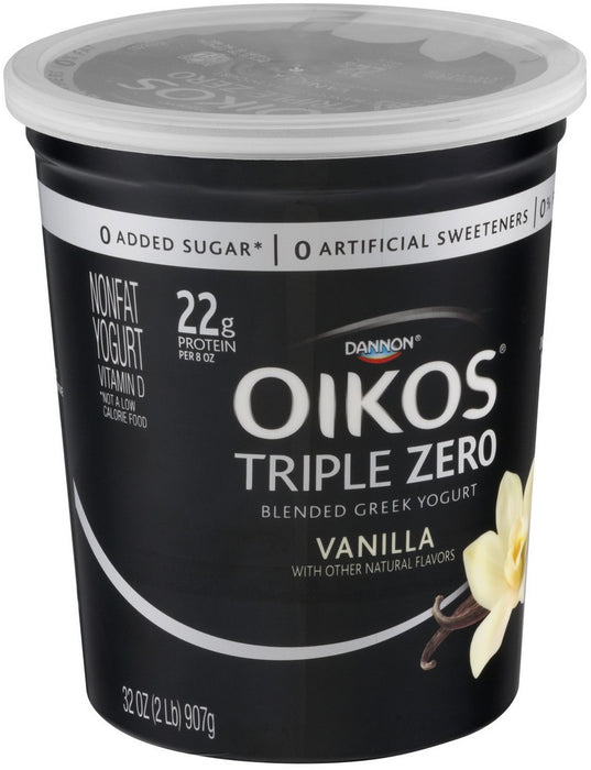 Dannon Oikos Triple Zero Vanilla Yogurt, 32 oz