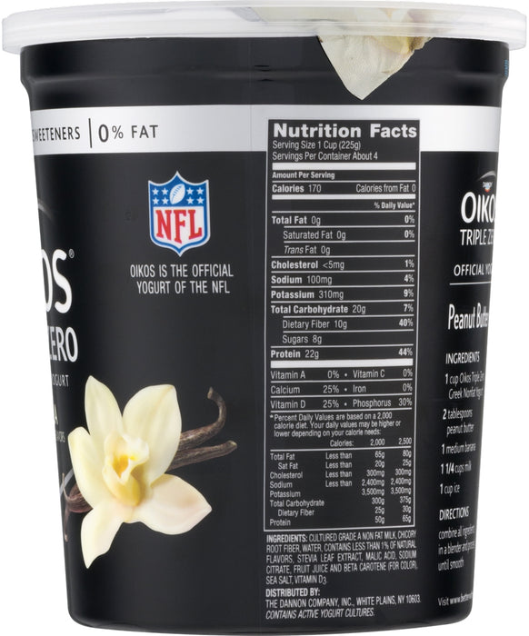 Dannon Oikos Triple Zero Vanilla Yogurt, 32 oz