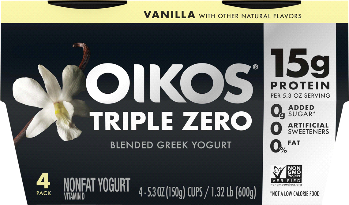 Danon Oikos Triple Zero Vanilla Greek Yogurt, 4 x 5.3 oz