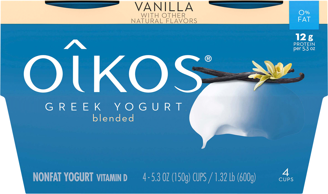Danon Oikos Greek Blended Greek Yogurt, Vanilla Flavor, 4 x 5.3 oz