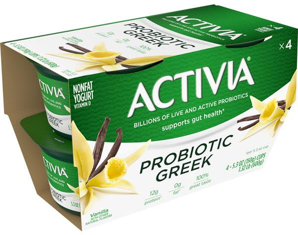 Danon Activia Nonfat Probiotic Vanilla Greek Yogurt , 4 x 5.3 oz