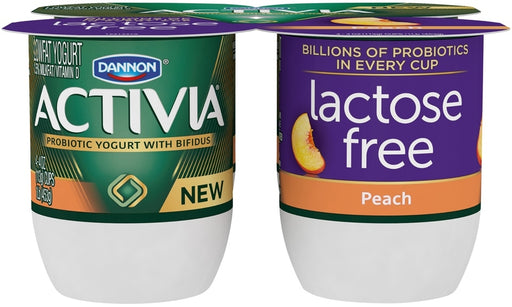 Dannon Activia Probiotic Lactose-Free Blended Yogurt, Peach, 4 x 4 oz