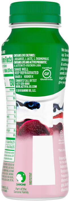 Dannon Activa Probiotic Smoothie Drink, Chia Seeds Strawberry Pomegranate Blueberry Beet , 7 oz