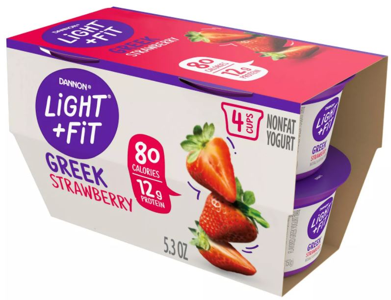 Danon Light + Fit Strawberry Greek Yogurt , 4 x 5.3 oz