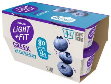 Danon Light + Fit Blueberry Greek Yogurt , 4 x 5.3 oz