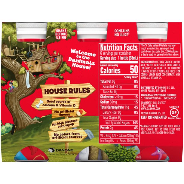 Danon Danimals Swingin' Strawberry Banana Smoothies , 6 x 3.1 oz