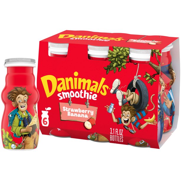 Danon Danimals Swingin' Strawberry Banana Smoothies , 6 x 3.1 oz