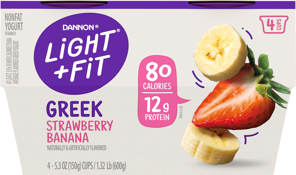 Danon Oikos Light & Fit Greek Strawberry & Banana Yogurt , 4 x 5.3 oz