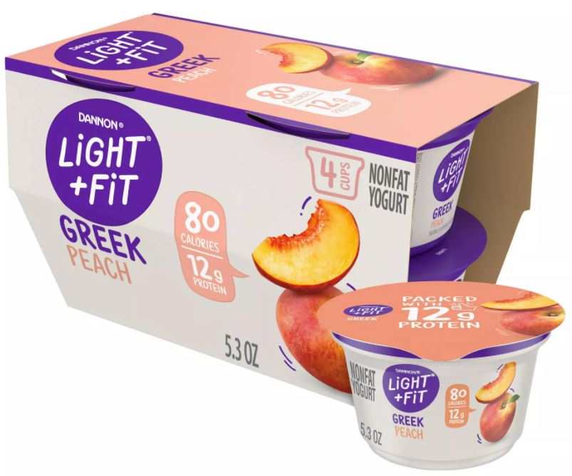 Danon Oikos Light & Fit Greek Peach Yogurt , 4 x 5.3 oz