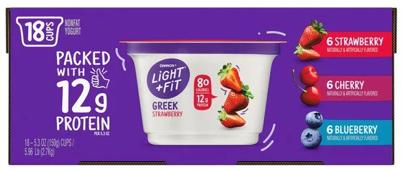 Dannon Light & Fit Greek Yogurt, Variety Pack , 18 x 5.3 oz