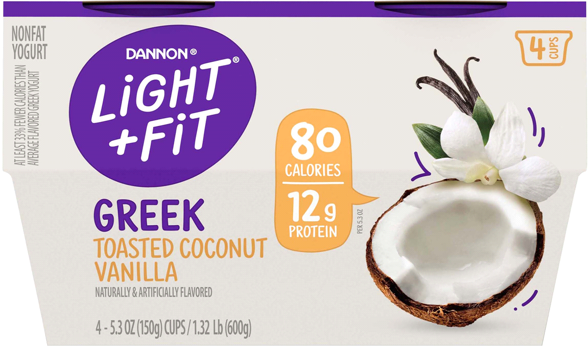 Danon Oikos Light & Fit Greek Toasted Coconut & Vanilla Yogurt , 4 x 5.3 oz