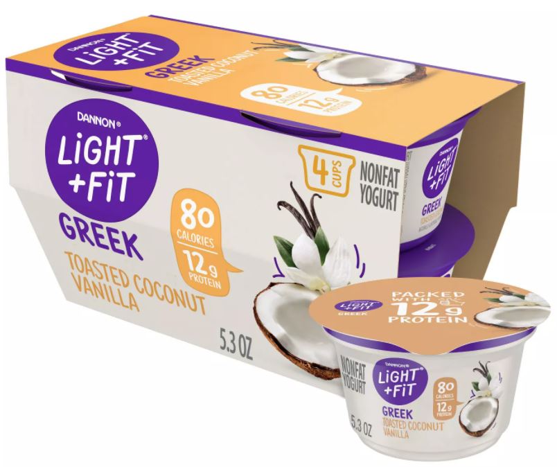 Danon Oikos Light & Fit Greek Toasted Coconut & Vanilla Yogurt , 4 x 5.3 oz