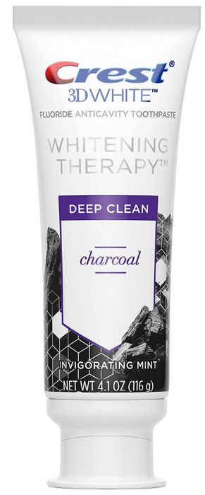 Crest 3D White Whitening Therapy Charcoal Deep Clean, 4-Pack, 4 x 4.1 oz