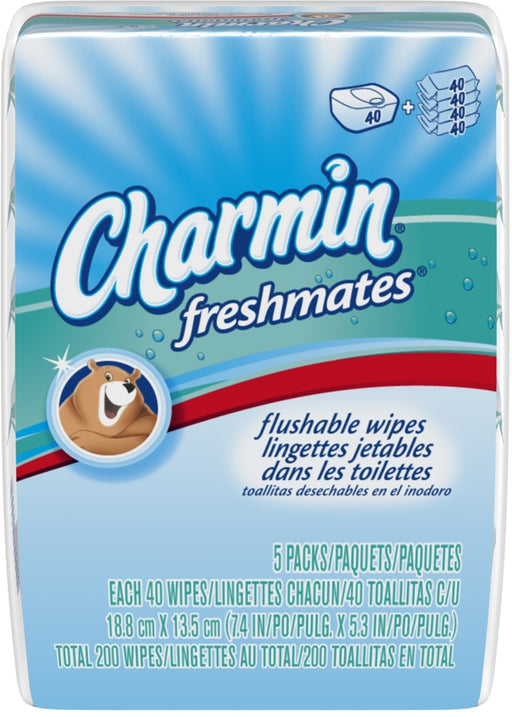 Charmin Freshmates Flushable Wipes Value Pack, 5 x 40 ct