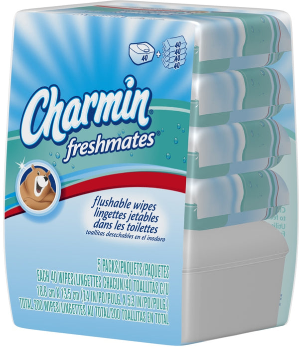 Charmin Freshmates Flushable Wipes Value Pack, 5 x 40 ct