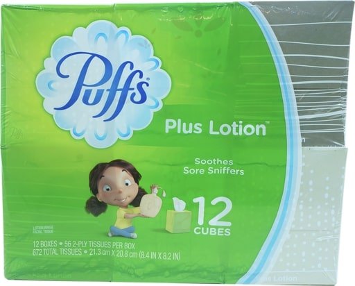 Puffs Plus Lotion Facial Tissues, 12-Pack, 12 x 124 ct