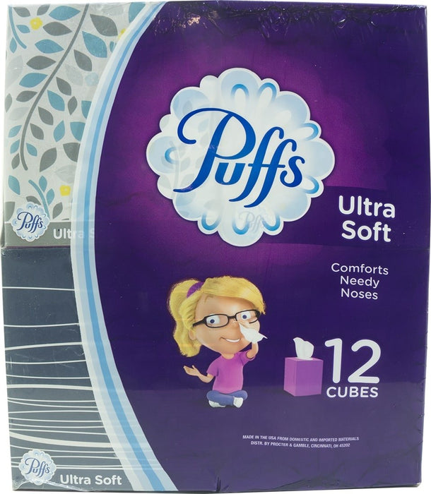 Puffs Plus Lotion Facial Tissues, 12-Pack, 12 x 56 ct