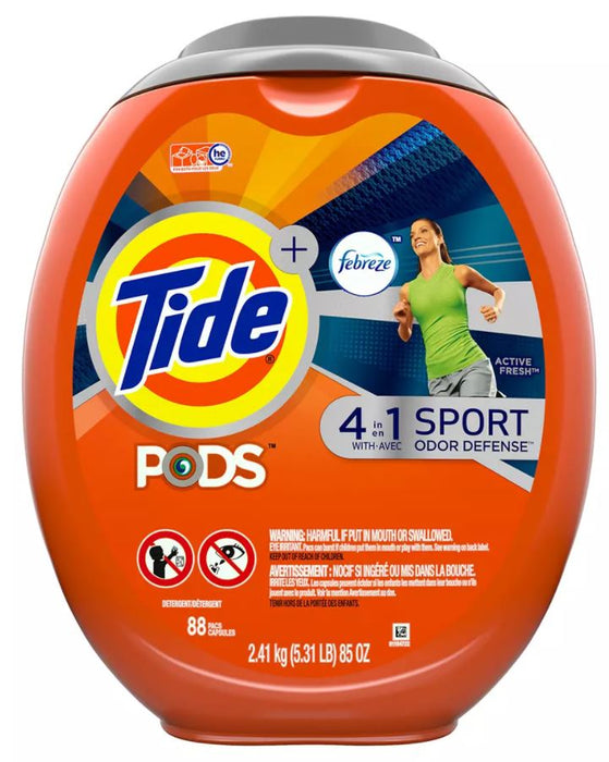Tide Pods Sport Odor Defense Laundry Detergent Pacs, 88 ct