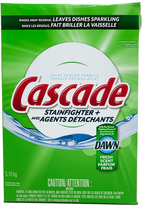Cascade Stainfighter Dishwashing Detergent Powder With Dawn, Fresh Scent, 5.10 kg
