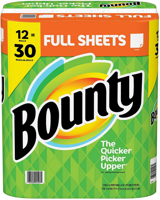 Bounty Paper Towels Full Sheets 90 2Ply, 12 ct