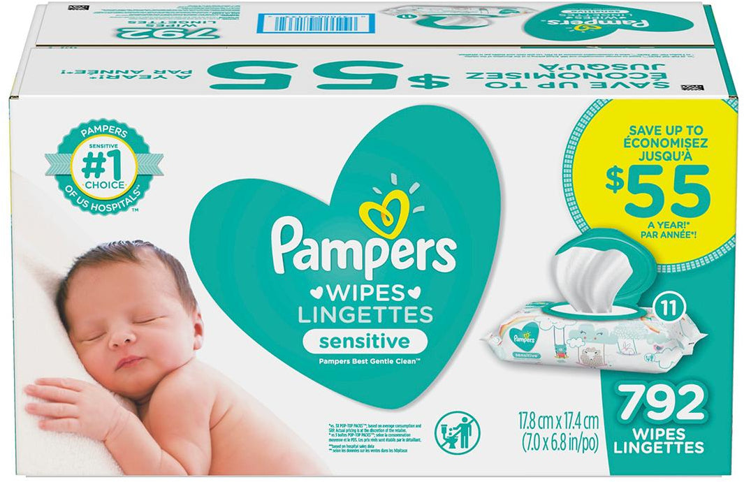 Pampers Sensitive Baby Wipes, 792 ct — - Main Image