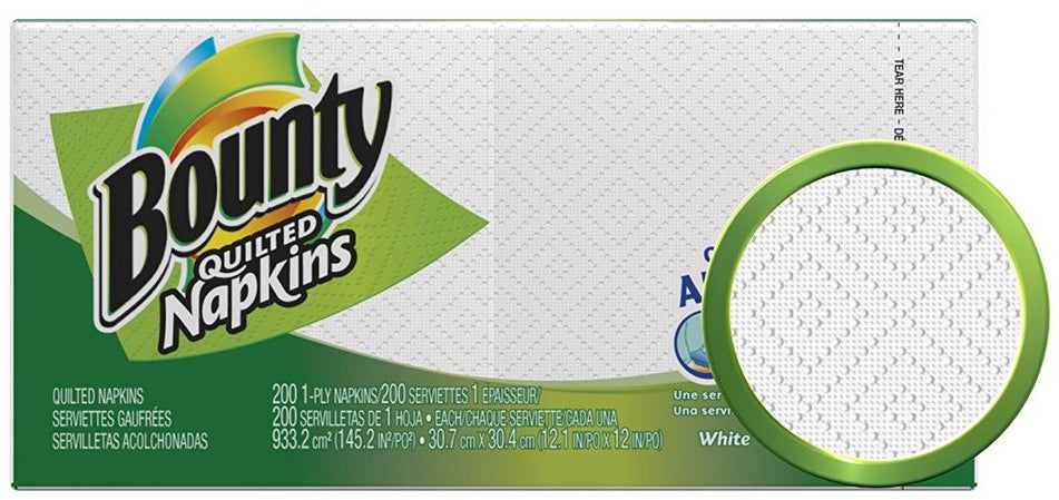 Bounty Quilted White Napkins Pack, 1-ply, 12.1 x 12 inch, 4 x 200 ct