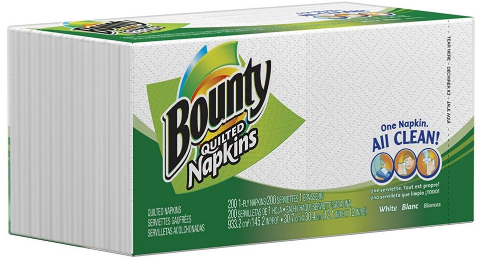 Bounty Quilted White Napkins Pack, 1-ply, 12.1 x 12 inch, 4 x 200 ct