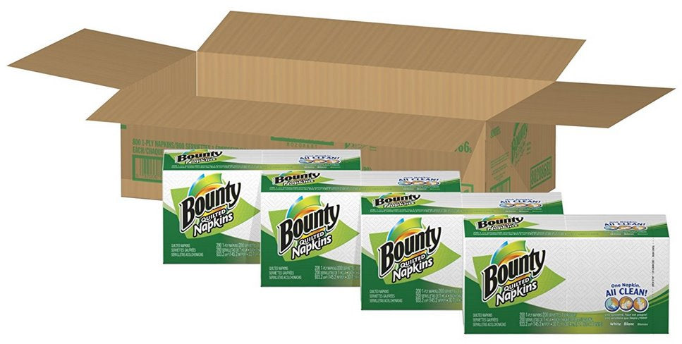 Bounty Quilted White Napkins Pack, 1-ply, 12.1 x 12 inch, 4 x 200 ct