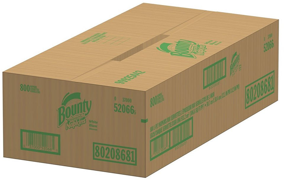 Bounty Quilted White Napkins Pack, 1-ply, 12.1 x 12 inch, 4 x 200 ct