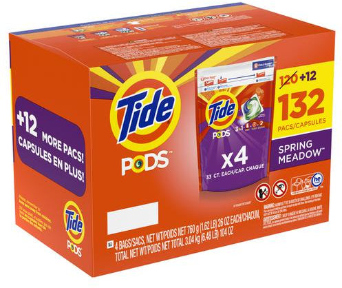 Tide Pods Laundry Detergent Pacs, Spring Meadow , 132 ct