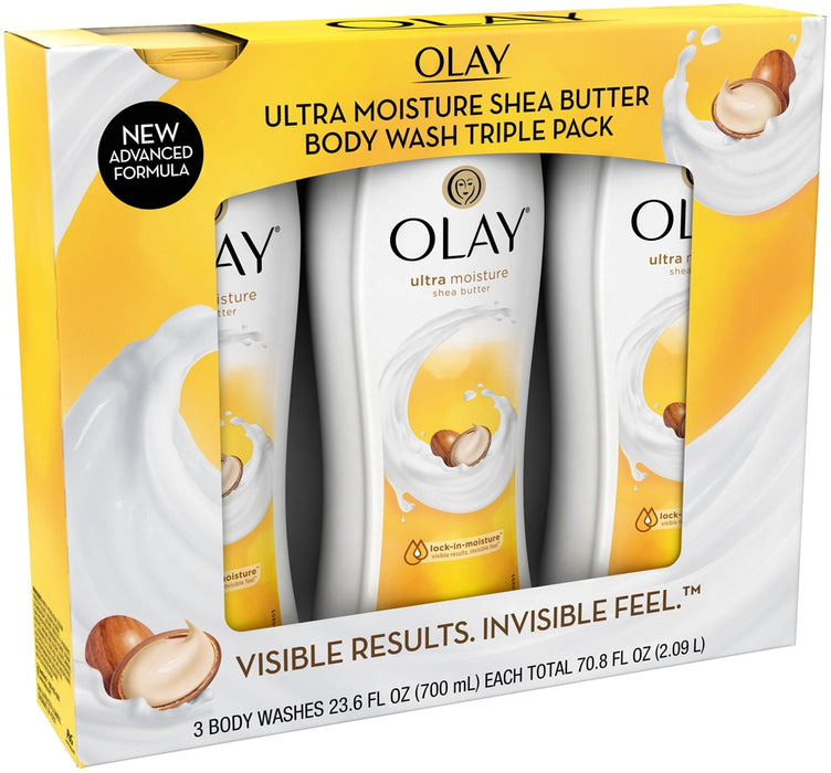 Olay Body Wash Triple Pack, Ultra Moisture Shea Butter, 3 x 23.6 oz