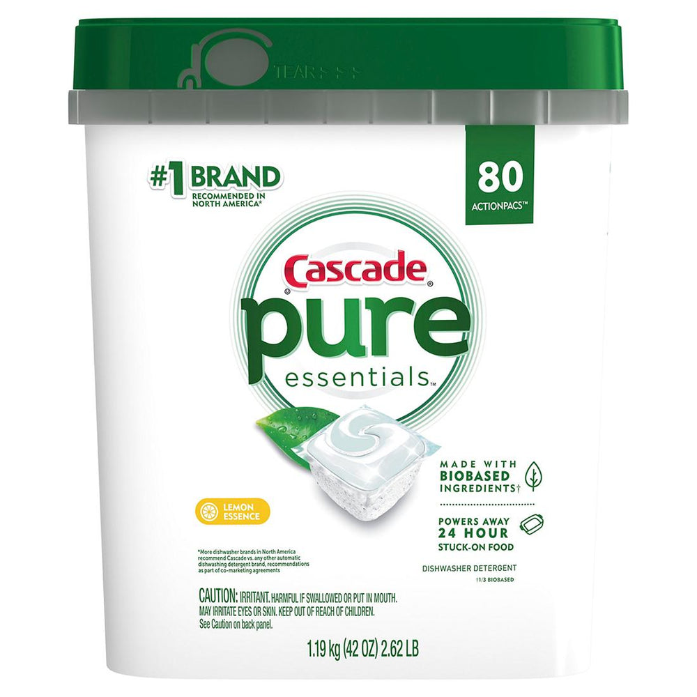 Cascade Pure Essentials Lemon Essence Action Pacs, 80 ct