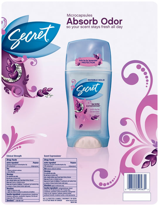 Secret Scent Expressions Anti-Perspirant Deodorants, Ooh-La-La Lavender Scent, Value Pack, 3 x 2.6 oz