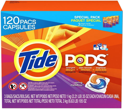 Tide Spring Meadow Pods Laundry Detergent Pacs Capsules, 120 ct