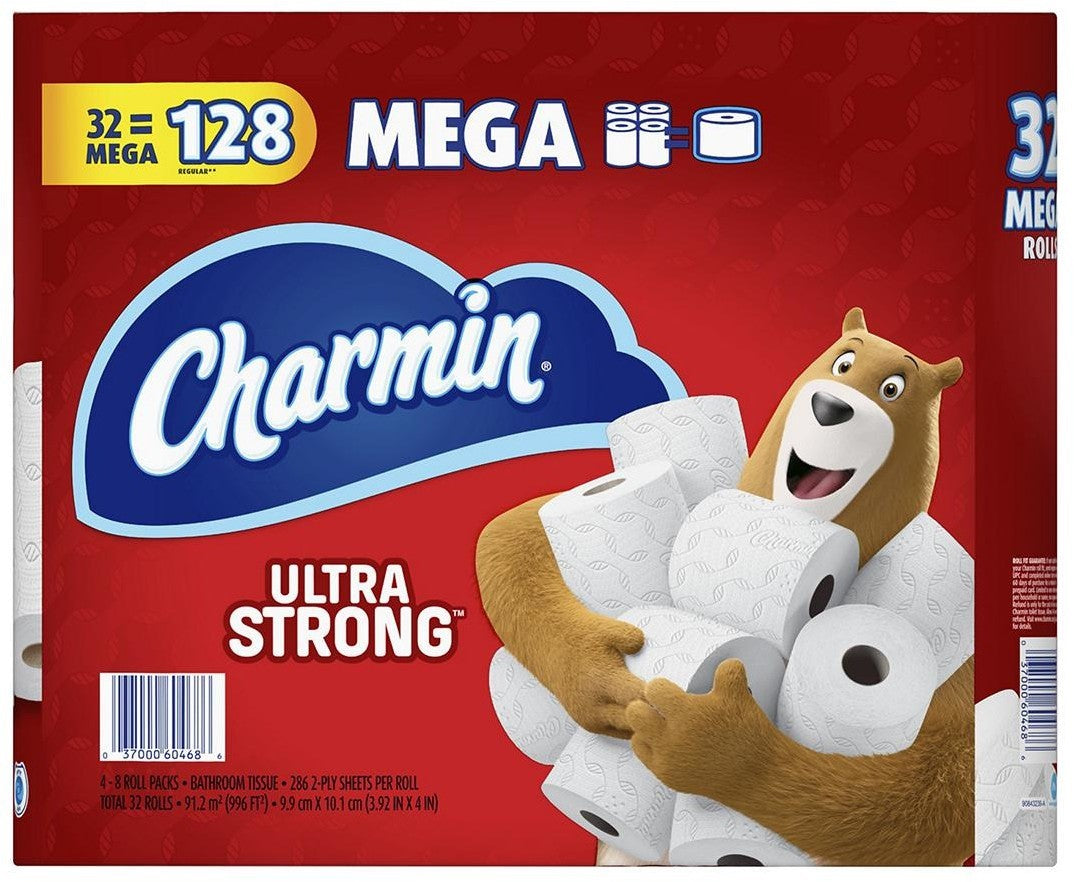 Charmin Ultra Strong 2-Ply Sheets Toilet Paper, 286 Sheets, 32 ct