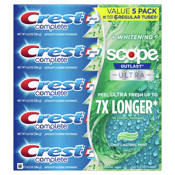 Crest Complete Plus Scope Outlast Ultra Toothpaste, 5 x 6.5 oz