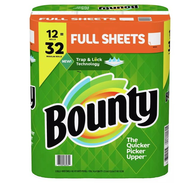 Bounty Full-Sheet White Paper Towels, 86 2-Ply Sheets , 12 ct