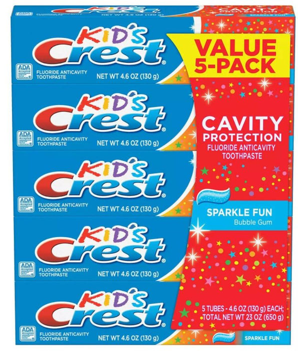 Crest Kids Sparkles Toothpaste, Value Pack , 5 x 4.6 oz