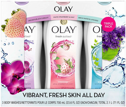 Olay Fresh Outlast Body Wash Value 3-Pack, 3 x 23.6 oz