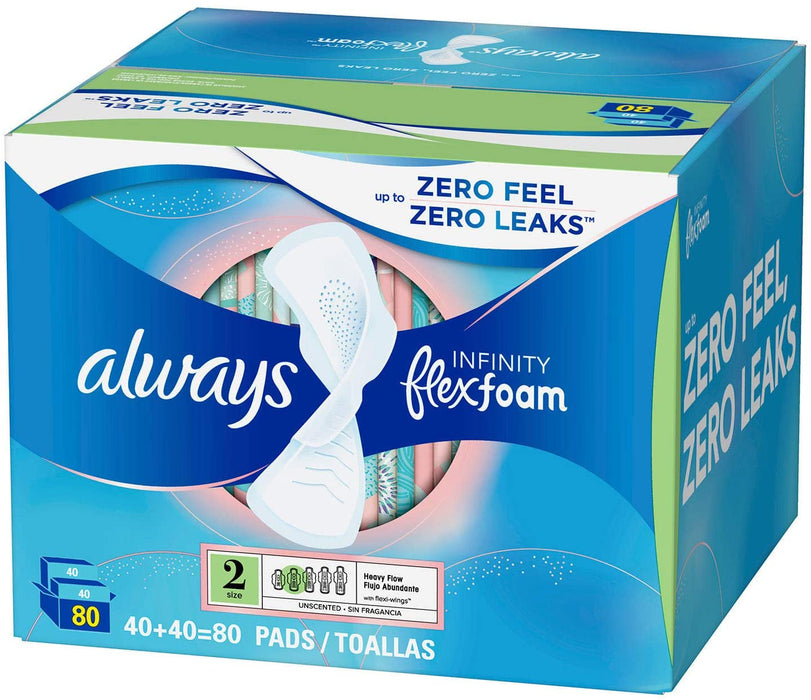 Always Infinity Flexible Foam Pads, Size 2, 80 ct