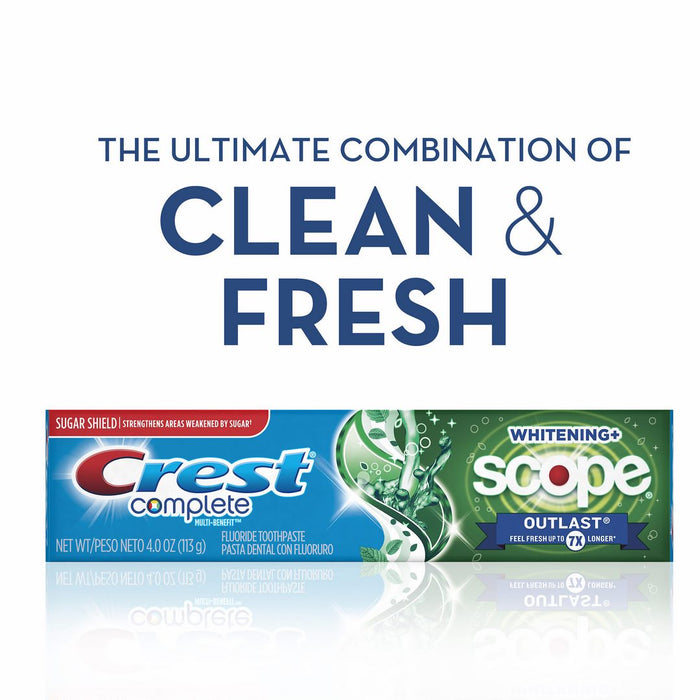 Crest Complete Multi-Benefit Whitening + Scope Outlast Mint Toothpaste Value Pack, 5 x 5.8 oz
